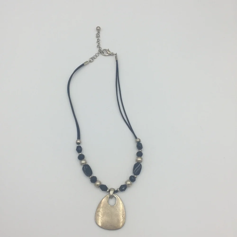 Black & Silver Bohemian Chic Beaded Necklace